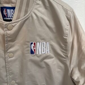 NBA‎ Brooklyn Gray Bomber Jacket Mens Small Sand Tan Varsity Snap ZOMK441F New